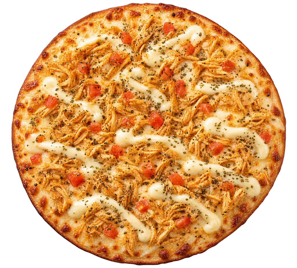 Pizza de frango com queijo cremoso — imagem ilustrativa